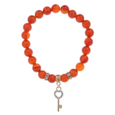 Браслет Ключ (счастье) нат.камень Сердолик 8мм BS-CR-0437