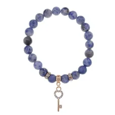 Браслет Ключ (счастье) нат.камень Содалит 8мм BS-CR-0438