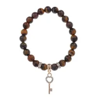Браслет Ключ (Счастье) нат.камень Тигровый глаз 8мм BS-CR-0439