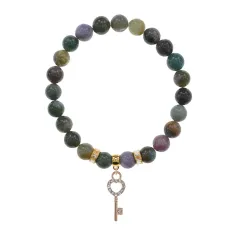 Браслет Ключ (счастье) нат.камень Яшма 8мм BS-CR-0445