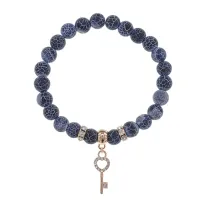 Браслет Ключ (счастье) нат.камень синий Африк. агат 8мм BS-CR-0447