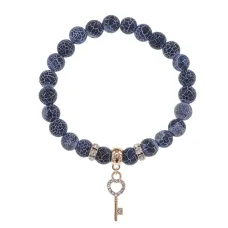 Браслет Ключ (счастье) нат.камень синий Африк. агат 8мм BS-CR-0447