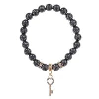Браслет Ключ (Счастье) синт.камень Гематит (не магнит.) 8мм BS-CR-0448