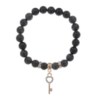 Браслет Ключ (счастье) нат.камень Змеевик 8мм BS-CR-0449