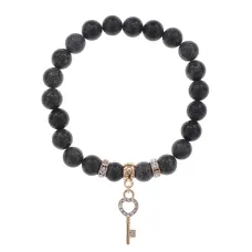 Браслет Ключ (счастье) нат.камень Змеевик 8мм BS-CR-0449