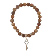 Браслет Ключ (Счастье) нат.камень Песочная яшма 8мм BS-CR-0450