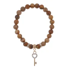 Браслет Ключ (Счастье) нат.камень Песочная яшма 8мм BS-CR-0450