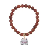 Браслет Кошка (защита, интуиция, достаток) синт.камень Корич. авантюрин 8мм BS-CR-0451