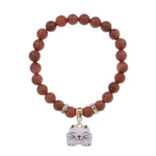 Браслет Кошка (защита, интуиция, достаток) синт.камень Корич. авантюрин 8мм BS-CR-0451