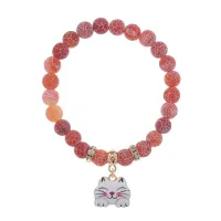 Браслет Кошка (защита, интуиция, достаток) нат.камень Африканский агат 8мм BS-CR-0454
