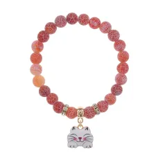 Браслет Кошка (защита, интуиция, достаток) нат.камень Африканский агат 8мм BS-CR-0454
