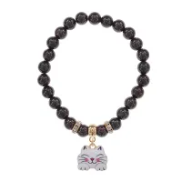 Браслет Кошка (защита, интуиция, достаток) нат.камень Гранат 8мм BS-CR-0456