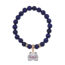 Браслет Кошка (защита, интуиция, достаток) нат.камень Лазурит 8мм BS-CR-0460