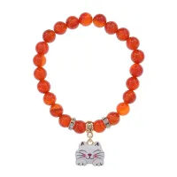 Браслет Кошка (защита, интуиция, достаток) нат.камень Сердолик 8мм BS-CR-0467