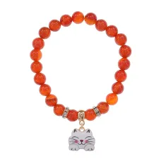 Браслет Кошка (защита, интуиция, достаток) нат.камень Сердолик 8мм BS-CR-0467