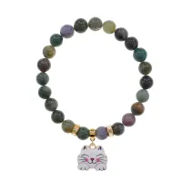 Браслет Кошка (защита, интуиция, достаток) нат.камень Яшма 8мм BS-CR-0475