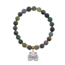 Браслет Кошка (защита, интуиция, достаток) нат.камень Яшма 8мм BS-CR-0475