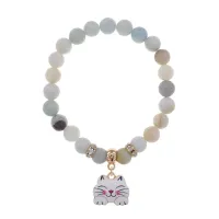 Браслет Кошка (защита, интуиция, достаток) нат.камень Амазонит 8мм BS-CR-0476