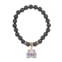 Браслет Кошка (защита, интуиция, достаток) синт.камень Гематит (не магнит.) 8мм BS-CR-0478