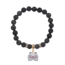 Браслет Кошка (защита, интуиция, достаток) нат.камень Змеевик 8мм BS-CR-0479