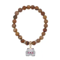 Браслет Кошка (защита, интуиция, достаток) нат.камень Песочная яшма 8мм BS-CR-0480