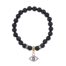 Браслет Глаз (от сглаза и порчи) синт.камень Синий авантюрин 8мм BS-CR-0482