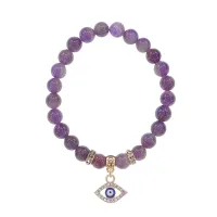 Браслет Глаз (от сглаза и порчи) нат.камень Аметист 8мм BS-CR-0483