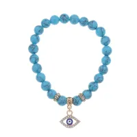 Браслет Глаз (от сглаза и порчи) синт.камень Бирюза 8мм BS-CR-0485