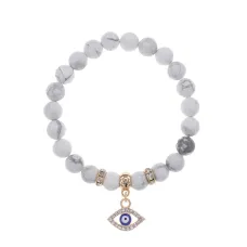 Браслет Глаз (от сглаза и порчи) нат.камень Кахолонг 8мм BS-CR-0487