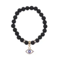 Браслет Глаз (от сглаза и порчи) нат.камень Лава 8мм BS-CR-0489