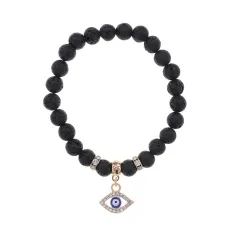 Браслет Глаз (от сглаза и порчи) нат.камень Лава 8мм BS-CR-0489