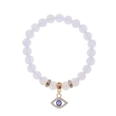 Браслет Глаз (от сглаза и порчи) синт.камень Лунный камень 8мм BS-CR-0491
