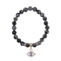 Браслет Глаз (от сглаза и порчи) нат.камень Снежный обсидиан 8мм BS-CR-0494
