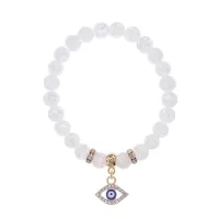 Браслет Глаз (от сглаза и порчи) синт.камень Сахарный кварц 8мм BS-CR-0496