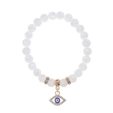 Браслет Глаз (от сглаза и порчи) синт.камень Сахарный кварц 8мм BS-CR-0496