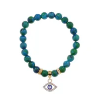 Браслет Глаз (от сглаза и порчи) синт.камень Хризоколла 8мм BS-CR-0501