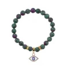 Браслет Глаз (от сглаза и порчи) синт.камень Цоизит 8мм BS-CR-0502