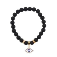 Браслет Глаз (от сглаза и порчи) синт.камень Шунгит 8мм BS-CR-0504