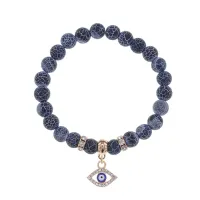 Браслет Глаз (от сглаза и порчи) нат.камень синий Африк. агат 8мм BS-CR-0507