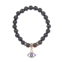Браслет Глаз (от сглаза и порчи) синт.камень Гематит 8мм BS-CR-0508