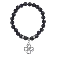 Браслет Клевер (удача и везение) синт.камень Синий авантюрин 8мм BS-CR-0512