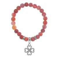 Браслет Клевер (удача и везение) нат.камень Африканский агат 8мм BS-CR-0514