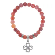 Браслет Клевер (удача и везение) нат.камень Африканский агат 8мм BS-CR-0514