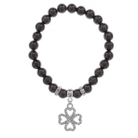 Браслет Клевер (удача и везение) нат.камень Гранат 8мм BS-CR-0516