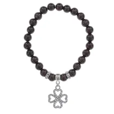 Браслет Клевер (удача и везение) нат.камень Гранат 8мм BS-CR-0516