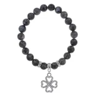 Браслет Клевер (удача и везение) нат.камень Лабрадор 8мм BS-CR-0518