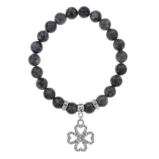 Браслет Клевер (удача и везение) нат.камень Лабрадор 8мм BS-CR-0518