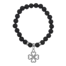 Браслет Клевер (удача и везение) нат.камень Лава 8мм BS-CR-0519