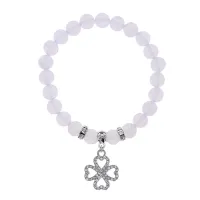 Браслет Клевер (удача и везение) синт.камень Лунный камень 8мм BS-CR-0521