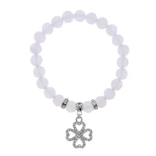 Браслет Клевер (удача и везение) синт.камень Лунный камень 8мм BS-CR-0521